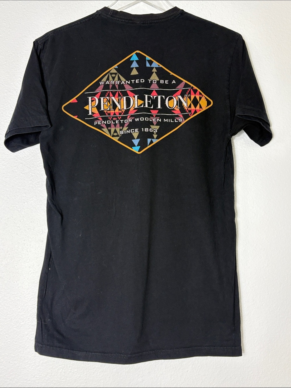 Pendleton Black Short-Sleeve Tee with Colorful Geometric Back Logo